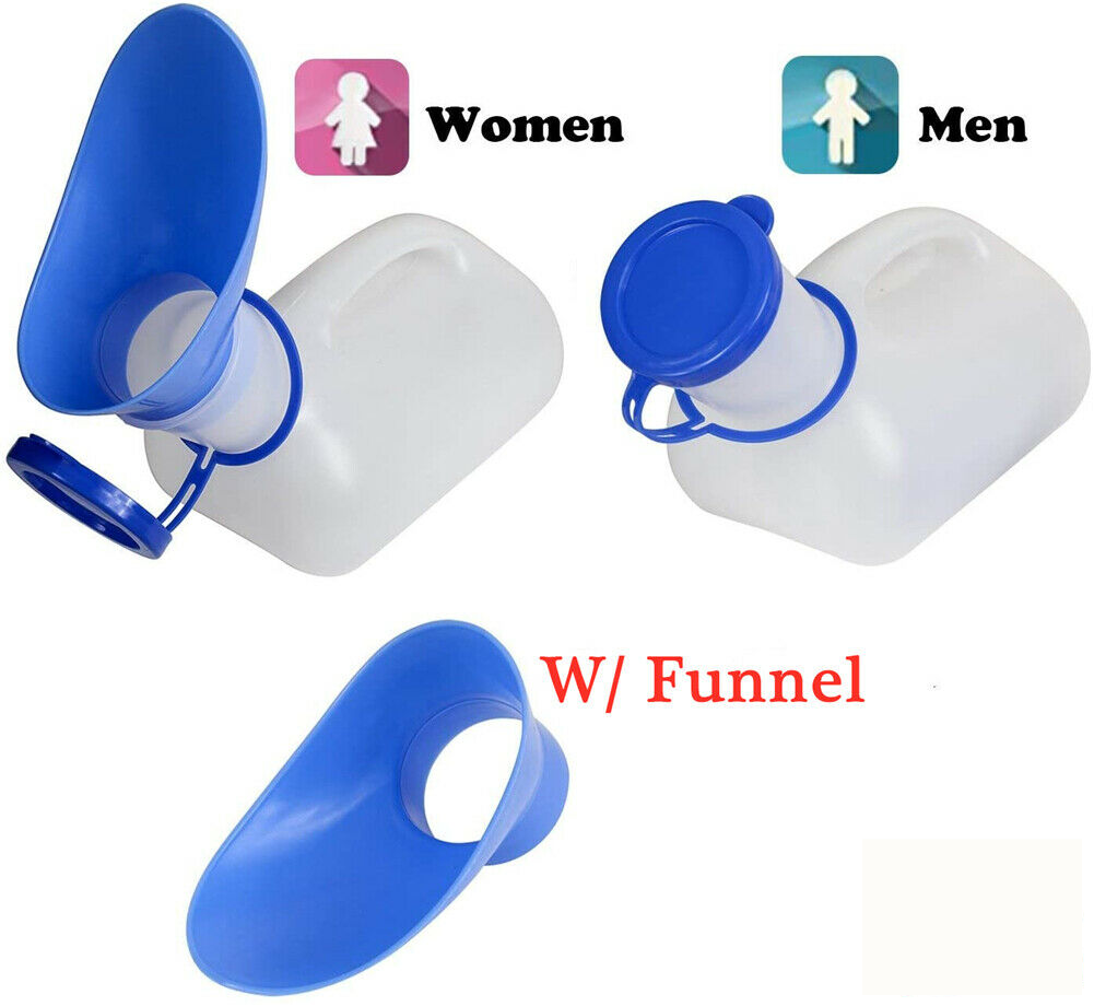 1L Portable Urinal Bottle for Male Lady Car Travel Camping Toilet Loo White/Blue